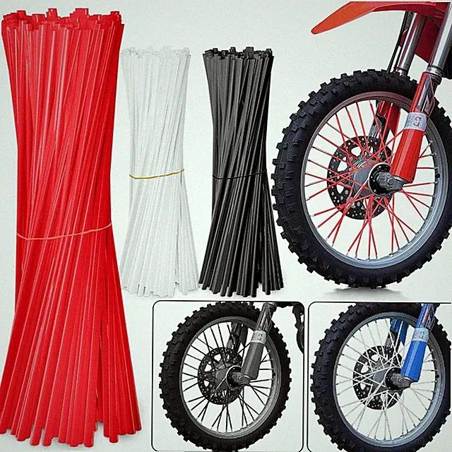 72x Spoke Skins Covers Wheel Rim Guard Protector Wraps For Dirt Bike Motorcycle